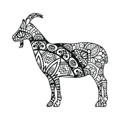 Goat mandala coloring page for kids