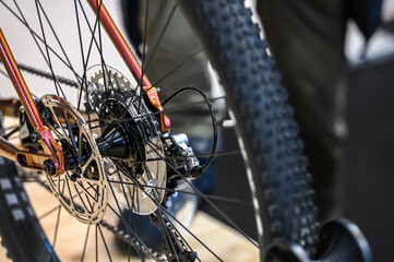 velo cycle bicyclette roue cycliste electrique energie environnement mobilité freins disque - obrazy, fototapety, plakaty