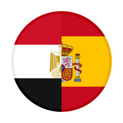 round icon with egypt and spain flags. vector illustration isolated on white background