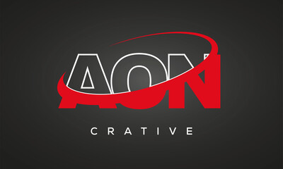 AON creative letters logo with 360 symbol vector art template design