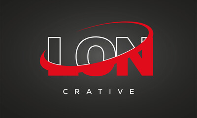 LON creative letters logo with 360 symbol vector art template design
