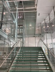 Modern glass stair vertically photo