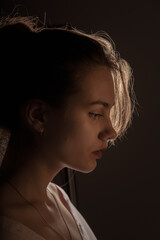 Beautifull woman portrait in warm light