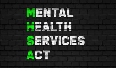 Obraz premium Mental health services act(MHSA) concept,healthcare abbreviations on black wall