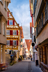 Beautiful facades in the city center of Tübingen, Black Forest, Germany