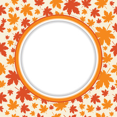 Maple leaves frame, card. Autumn design. Vector illustration.