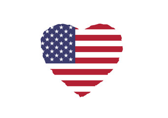 Flag of the United States of America. USA Flag. American flag as a heart full of roses. 