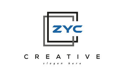 ZYC creative square frame three letters logo