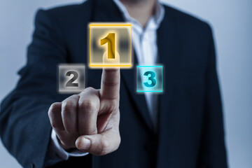 man hand choosing number 1