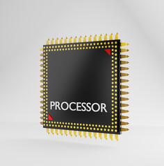 3D Mobile Processor Chip Rendered