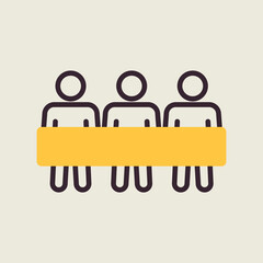 Group of protesting people with big placard icon