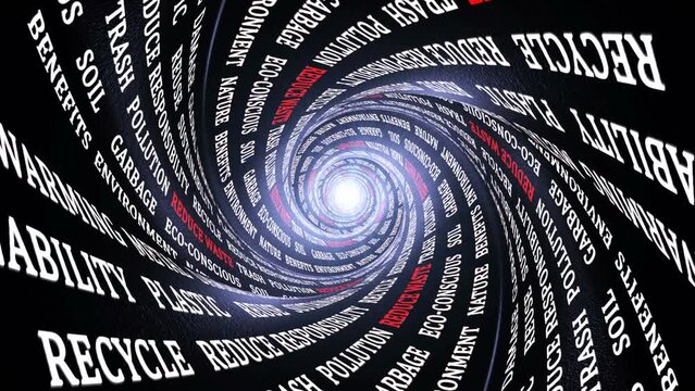 REDUCE WASTE Keywords on the Tunnel Walls, Animation, Background, Loop
