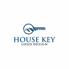 Elegant Key House Logo Design, Real Estate Logo Icon Symbol Design Vector Template