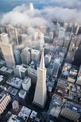 Raamstickers San Francisco downtown aerial view, vertical © aliaj