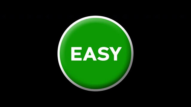 Easy text button click animation on transparent background with alpha channel.