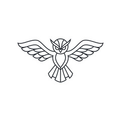 flying line art owl logo design template