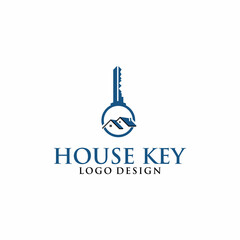 Elegant Key House Logo Design, Real Estate Logo Icon Symbol Design Vector Template