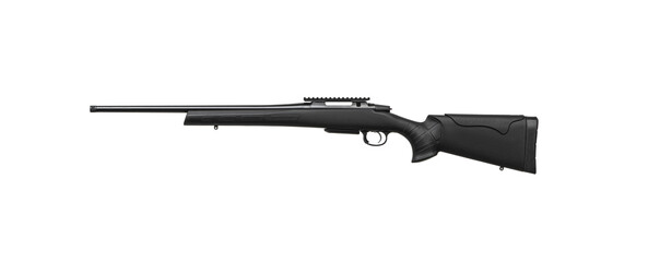 Modern bolt carbine isolated on white background. Weapons for sports, hunting and self-defense.