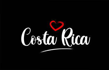 Costa Rica country with love red heart on black background