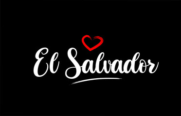 Fototapeta na wymiar El Salvador country with love red heart on black background