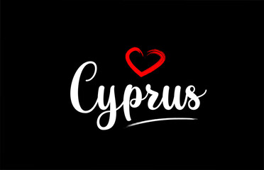 Cyprus country with love red heart on black background