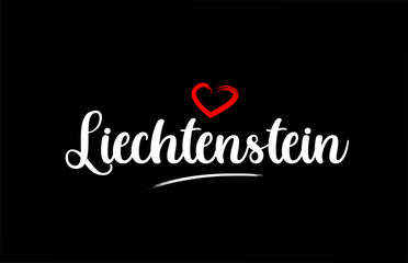 Liechtenstein country with love red heart on black background