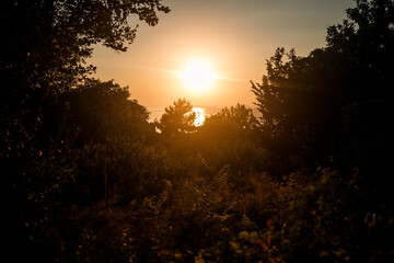 A beautiful bright sunset against the backdrop of the endless Mediterranean Sea. Sea sunset view