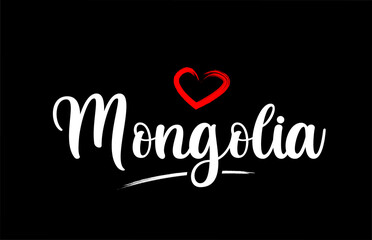 Mongolia country with love red heart on black background © dragomirescu