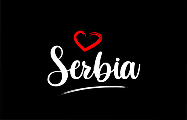 Serbia country with love red heart on black background