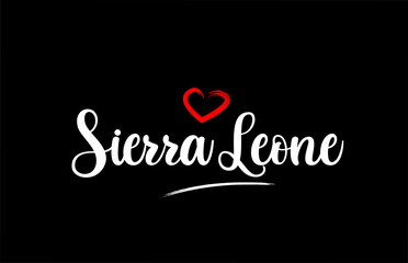 Sierra Leone country with love red heart on black background