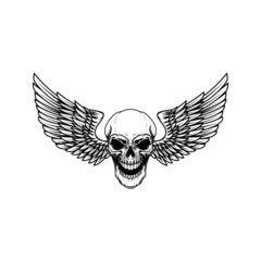 Obraz premium Winged skull . Design element for emblem, sign, badge, logo. Vector illustration