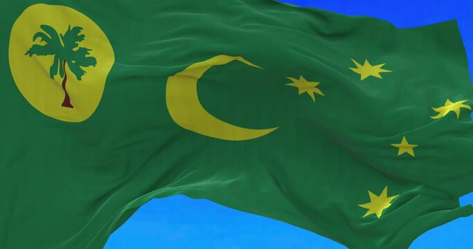 Waving beautiful Coco Island Australian flag.