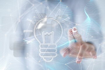 Neural network 3D illustration. Big data and cybersecurity