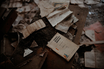 old magazines records newspaper of the Chernobyl zone