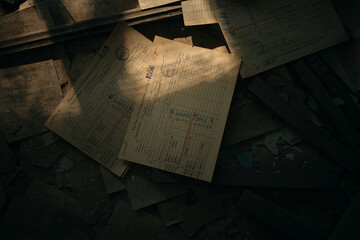 old magazines records newspaper of the Chernobyl zone