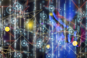 Neural network 3D illustration. Big data and cybersecurity