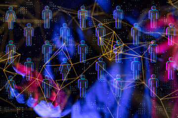 Abstract network of physical devices on the Internet using a network connection with statistics...