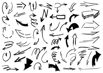 Hand drawn grunge arrows. Vector chalk illustration