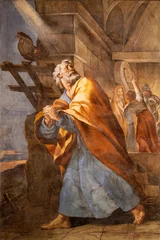 Poster Im Rahmen VALENCIA, SPAIN - FEBRUARY 14, 2022: The fresco Peter Disowns Jesus in the side chapel of Cathedral by Antonio Palomino from (1703). © Renáta Sedmáková