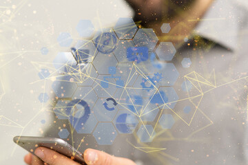 Connecting lines and dots.Big data visualization