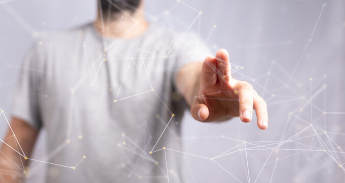 Neural network concept. Connected cells with links.