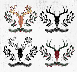 Gothic christmas deer SVG, Creepy Christmas SVG, Witchy christmas digital files, Scary christmas SVG, Spooky christmas svg, christmas skull
