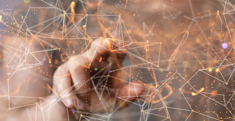 Abstract network of physical devices on the Internet using a network connection with statistics...