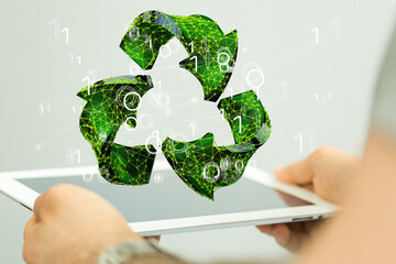 volumetric green recycling sign 3d