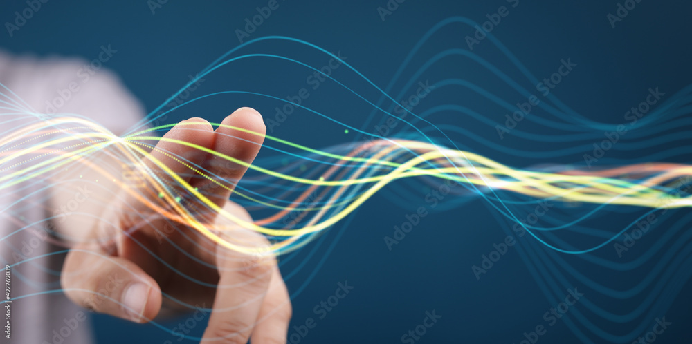 Wall mural cloud network computer connects to internet server service for cloud data transfer