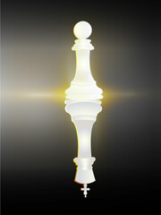white chess pawn with king reflection. - obrazy, fototapety, plakaty