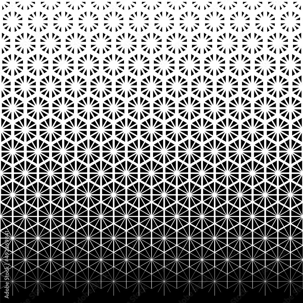 Poster geometric pattern. halftone diamond background. abstract geometric gradient. black and white fading 