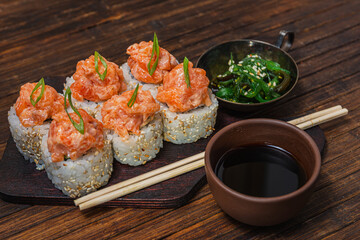 Sushi roll- fast food. Gourmet- asian menu