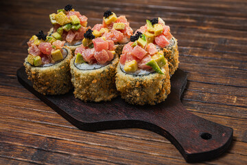 Sushi roll- fast food. Gourmet- asian menu
