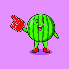 Cute Cartoon Watermelon with foam finger glove in modern design 